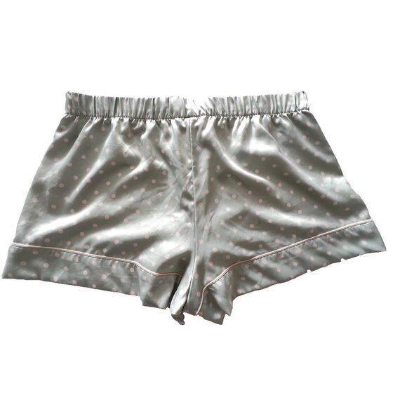 Victoria's Secret Size L Women’s Pajama Shorts Turquoise Polka Dot Satin Logo - Picture 10 of 11